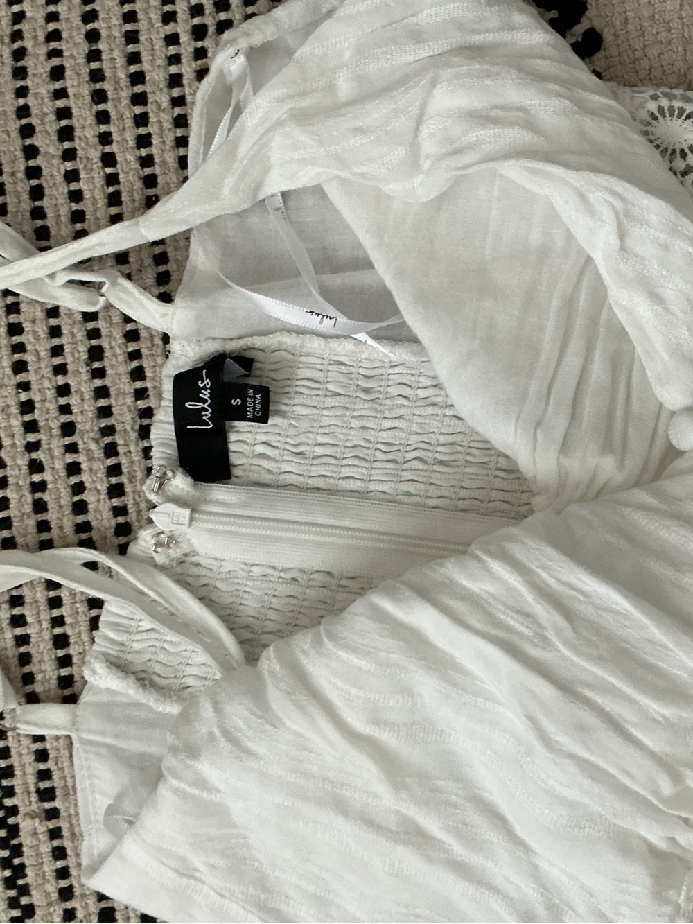 Lulu's White V-Neck Maxi Dress with Lace Trim - Picture 4 of 6